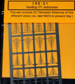 Gold Medal Models 160-21 - Rooftop TV Antenna (5 Styles)- N Scale