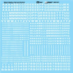 Microscale 70101 - Railroad Gothic Letters And Numbers White - N Scale