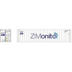 Atlas 20006730 - 40' Refrigerated Container [3-PACKS] ZIM (Monitor) Set #1 (White/Blue) ZIM (Monitor) (ZMOU) 8817369, 8817395, 8817414 - HO Scale