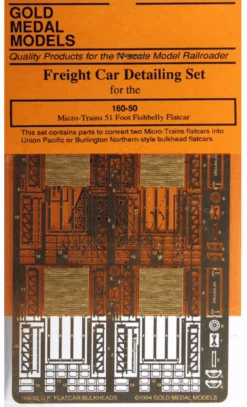 Gold Medal Models 160-50 - UP/BN Style Bulkheads For Micro-Trains 51' Flatcar - N Scale