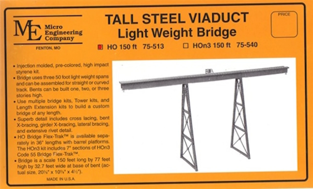 Micro Engineering 75-513 - Tall Steel Viaduct Light Weight, 150ft W/bents - HO Scale 3 Micro Engineering 75-513 - Tall Steel Viaduct Light Weight, 150ft W/bents - HO Scale
