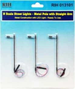 Rock Island Hobby 013101 - N Scale Streetlights Metal Pole With Straight Arm - N Scale