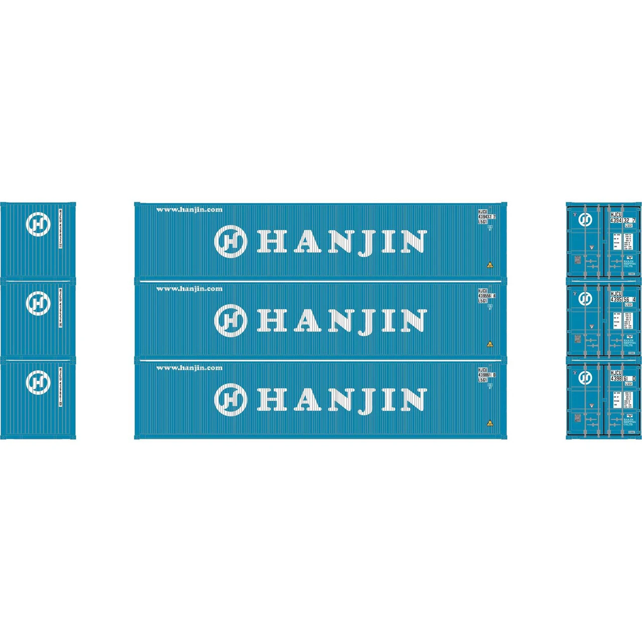 Athearn 17400 - 40' Corrugated Low-Cube Container (3) Hanjin - N Scale 3 Athearn 17400 - 40' Corrugated Low-Cube Container (3) Hanjin - N Scale