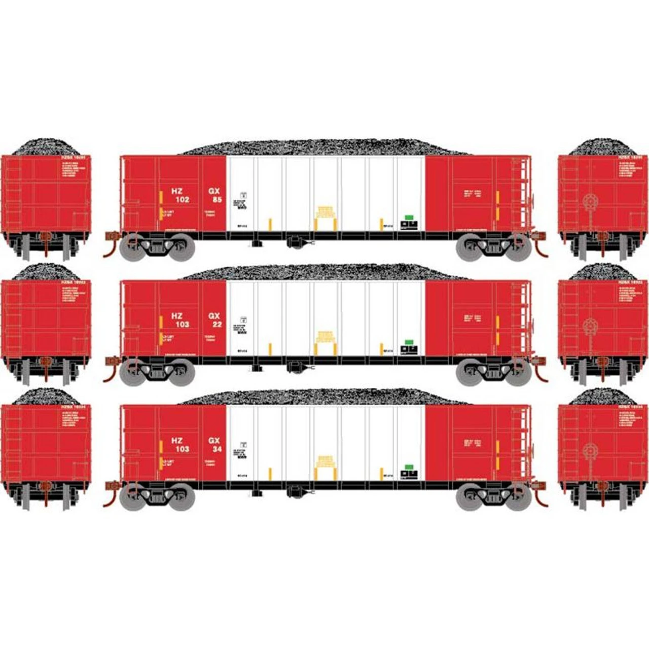 Athearn RTR 7482 - Thrall High Side Gondola W/Load Herzog (HZGX) 10285, 10322, 10334 - HO Scale 3 Athearn RTR 7482 - Thrall High Side Gondola W/Load Herzog (HZGX) 10285, 10322, 10334 - HO Scale