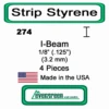 Evergreen 274 - Styrene I-Beam .125" -Vallejo Shop evg274 82575.1671411069