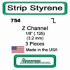Evergreen 754 - Styrene Z Channel .125"
