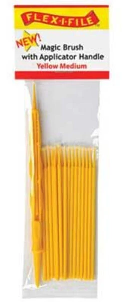 Flex-i-File M929005 - Magic Brush - Medium & 1 Applicator Handle/Holder (yellow) Pkg(18)