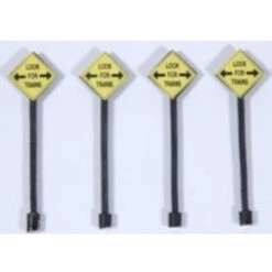 JL Innovative 855 - Custon "Look For Trains" Warning Signs (4) - HO Scale