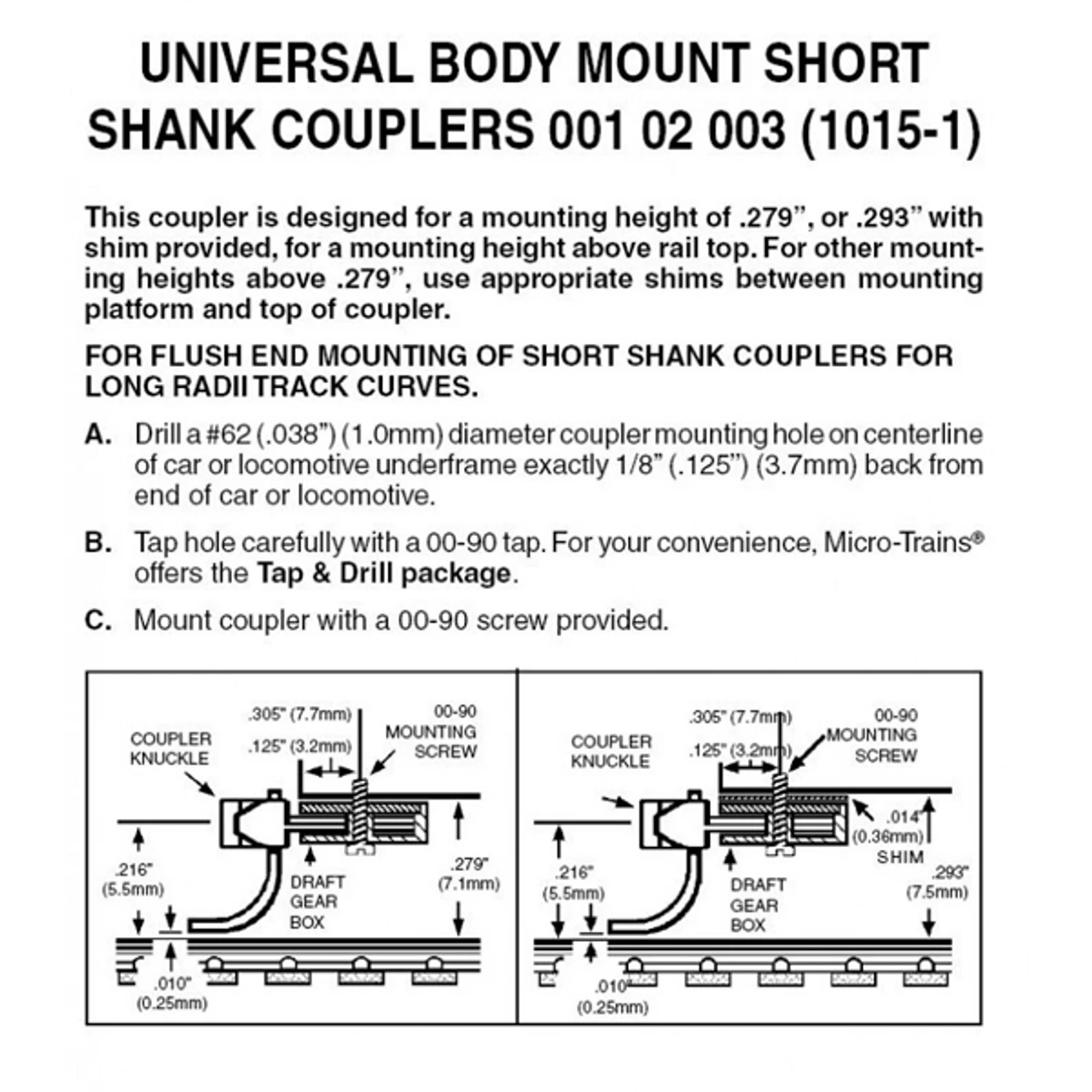 Micro-Trains 00102003 - Universal Body Mount Short Shank Coupler - N Scale 3 Micro-Trains 00102003 - Universal Body Mount Short Shank Coupler - N Scale