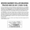 Micro-Trains 00325041 - Barber Roller Bearing Trucks With Short Extension Couplers - Brown (1035-10-B) 10 Pair -Vallejo Shop mtl00325041 74862.1645223584