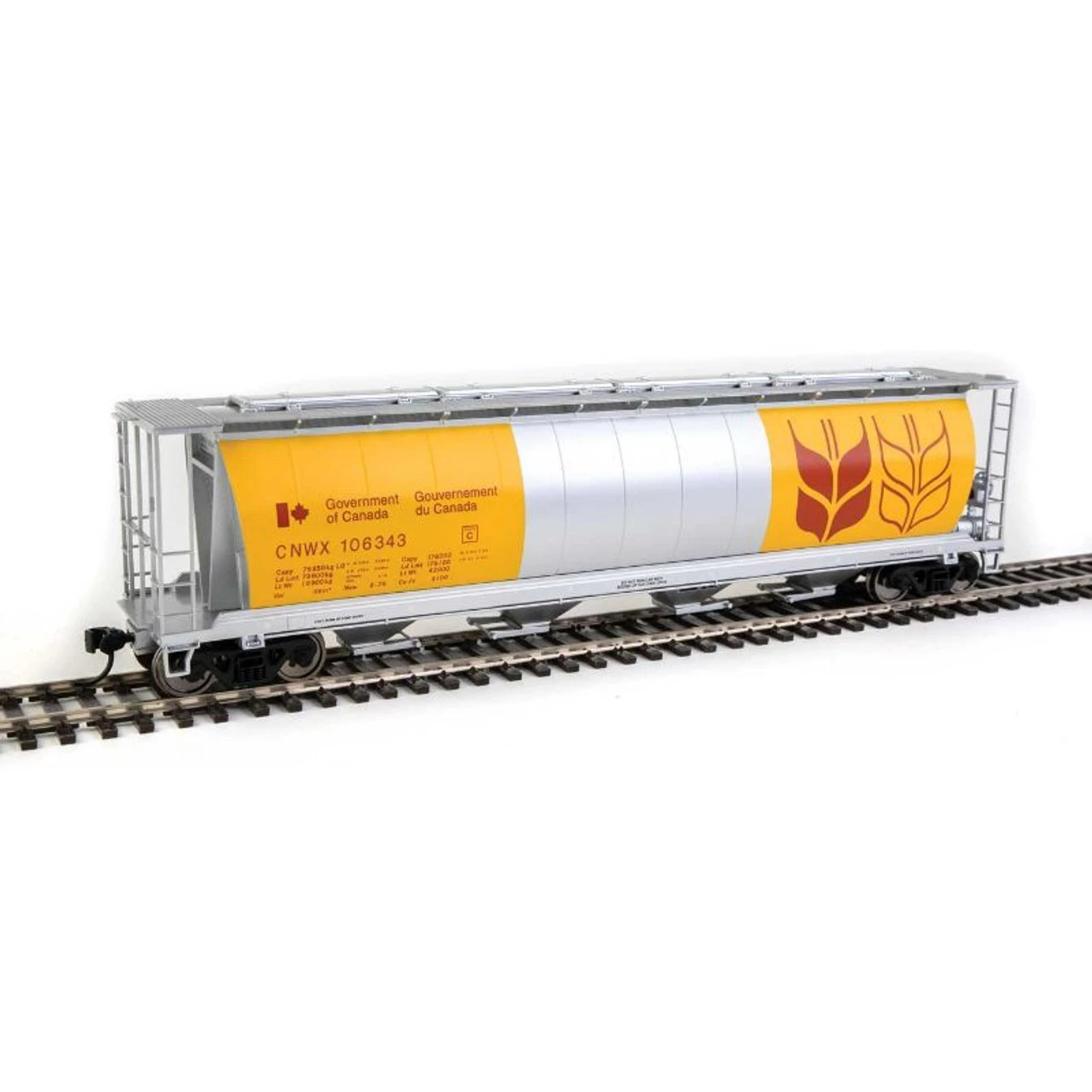 Walthers Mainline 910-7847 - 59' Cylindrical Hopper Canadian Wheat Board (CNWX) 106614 - HO Scale 3 Walthers Mainline 910-7847 - 59' Cylindrical Hopper Canadian Wheat Board (CNWX) 106614 - HO Scale