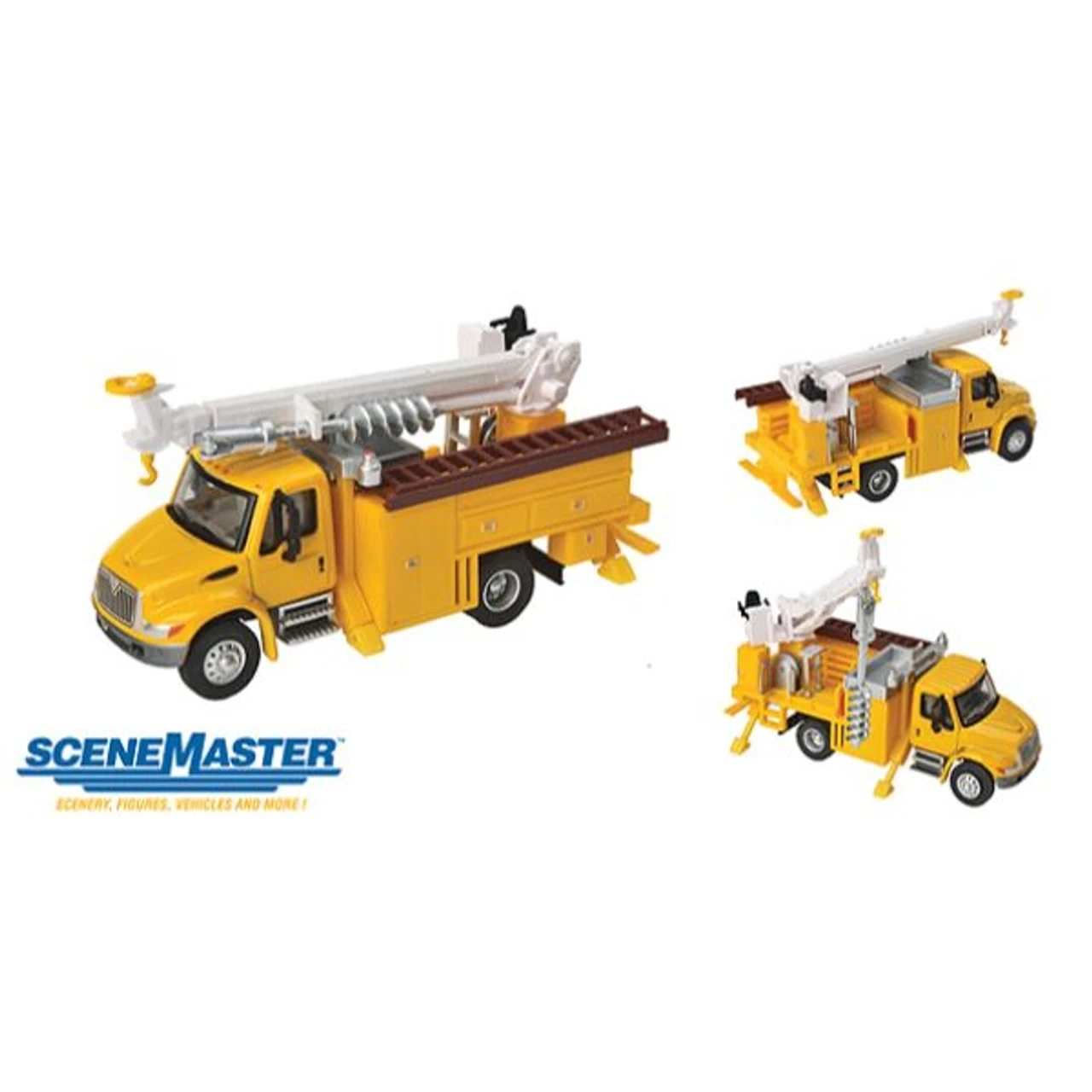 Walthers SceneMaster 949-11732 - International(R) 4300 Utility Truck W/Drill -- Yellow - HO Scale 3 Walthers SceneMaster 949-11732 - International(R) 4300 Utility Truck W/Drill -- Yellow - HO Scale