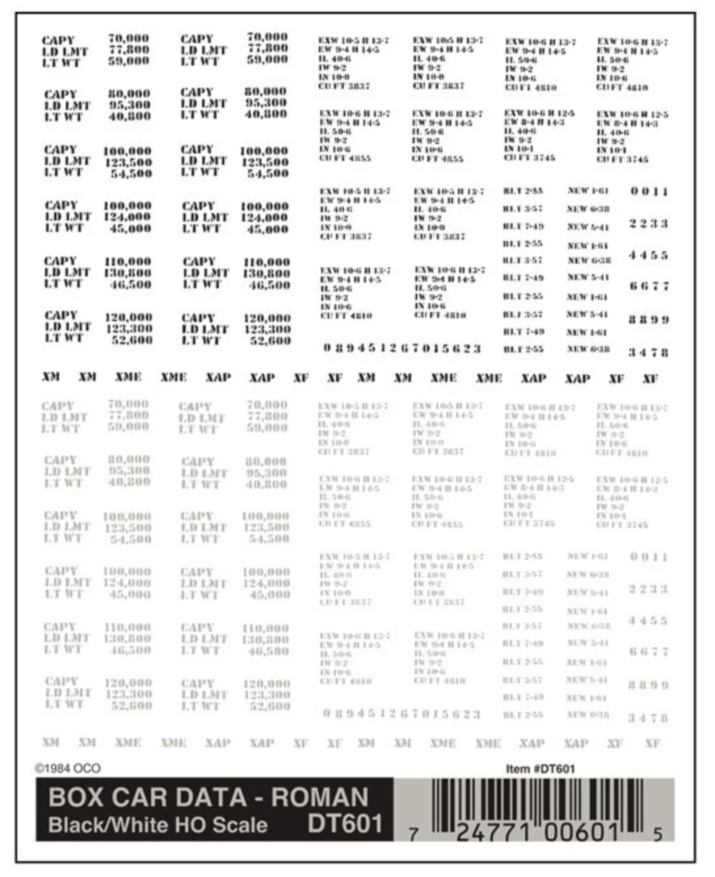 Woodland Scenics #601 - Box Car Data Roman Black/White HO Scale 3 Woodland Scenics #601 - Box Car Data Roman Black/White HO Scale